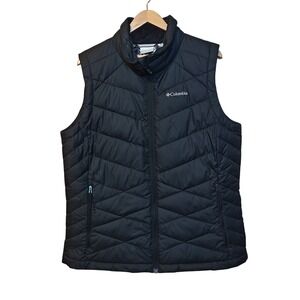 Columbia Heavenly OmniHeat Puffer Vest Women XL Black Quilted Fleece Line WL0009